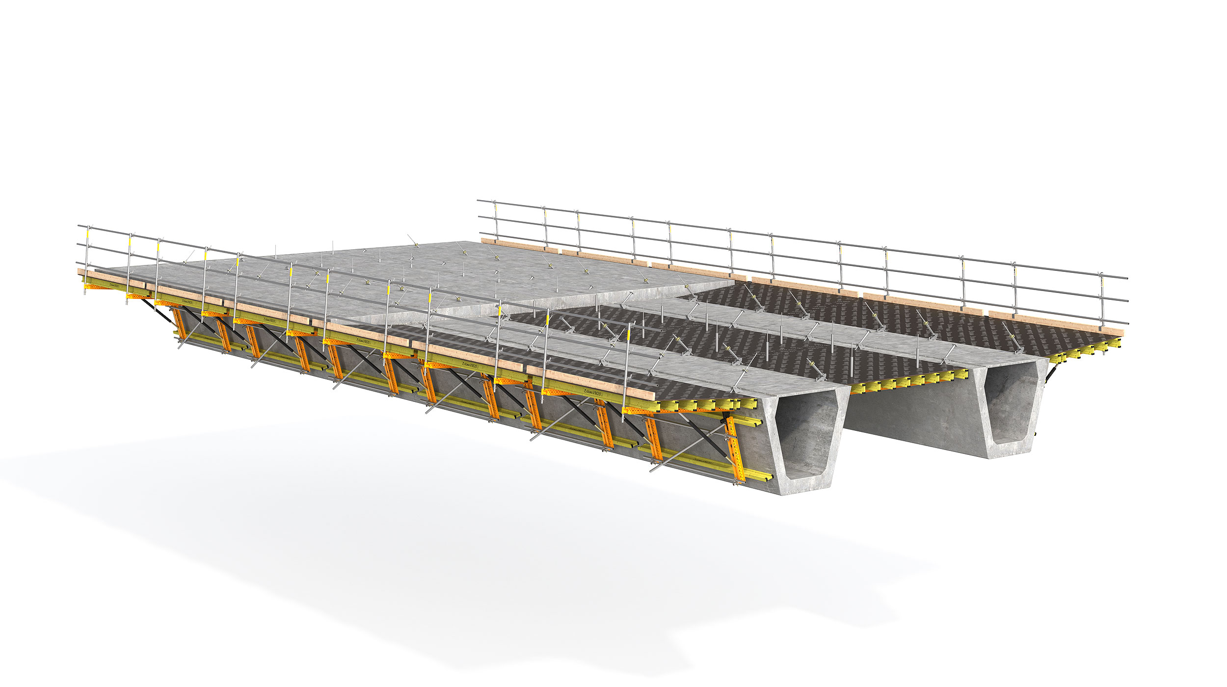 System deskowania modułowego do bezpiecznej realizacji  mostów prefabrykowanych i zespolonych.