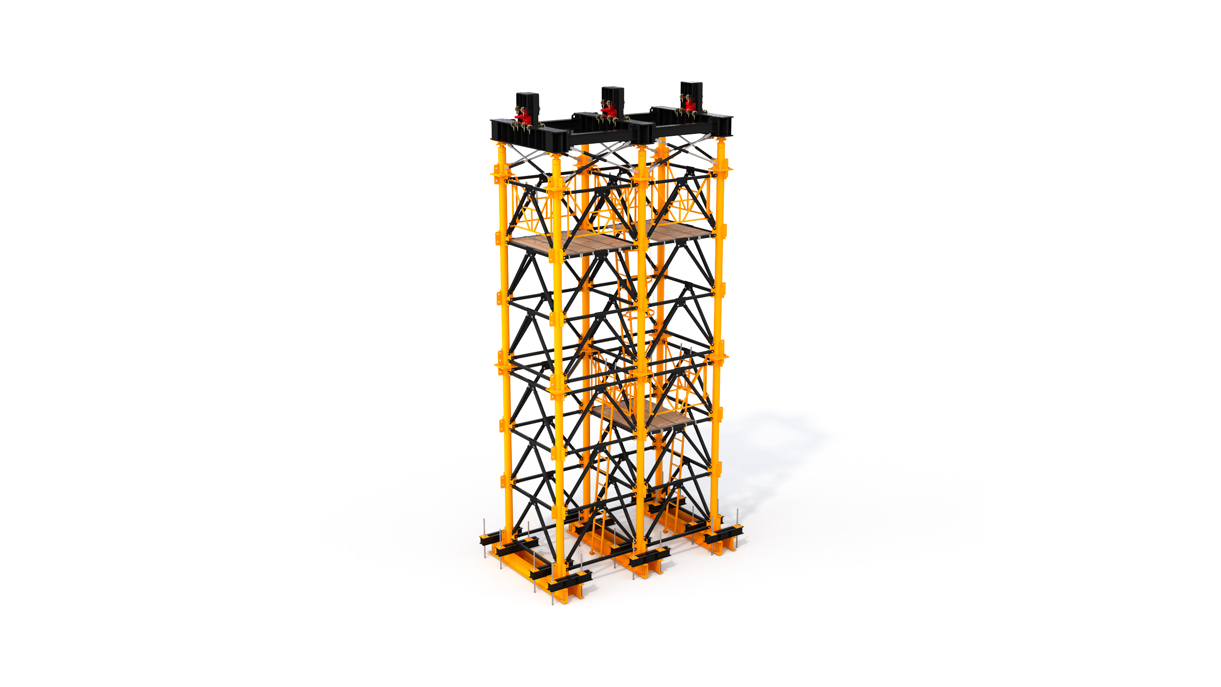 Ciężka wieża podporowa wykorzystywana głównie przy realizacji wysokich mostów i wiaduktów. Konstrukcja modułowa, prosty i bezpieczny montaż na budowie, łatwy transport.